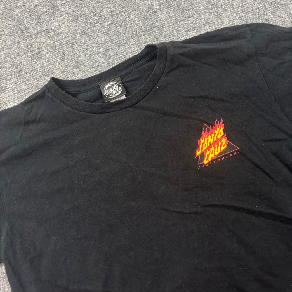 Santa‎ Cruz T-Shirt Youth Size XL Black Flame Logo Graphic Skateboards Women's